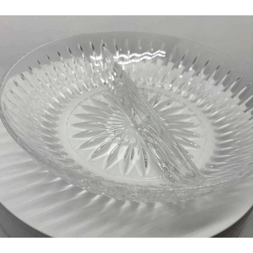 Princess House Highlights Crystal Divided Serving Dish Brilliant Cut‎ Crystal